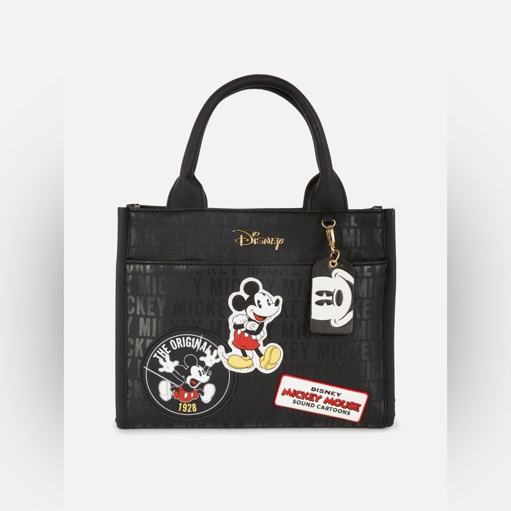 Womens Black Disney's Mickey Mouse Patchwork Tote Primark Collectible Hand Purse